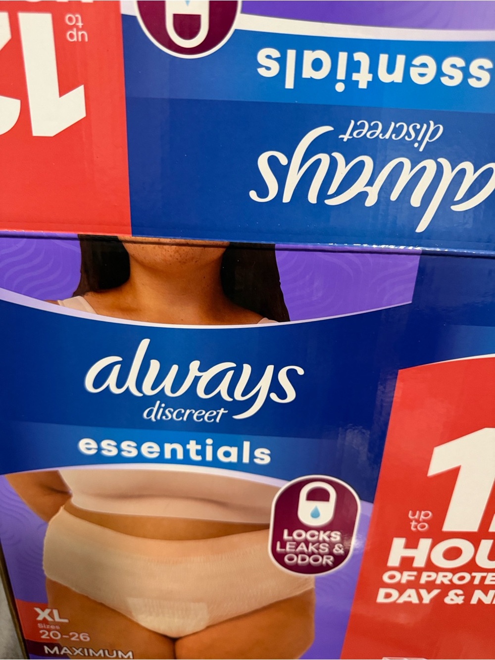 Always Discreet Essentials Incontinence Briefs period panty size XL 20-26 size